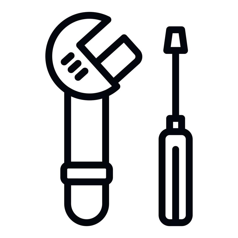 Metal wrench screwdriver icon, outline style vector