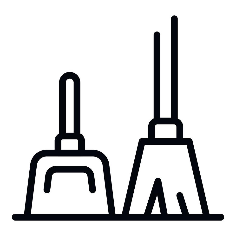 Home broom icon, outline style vector