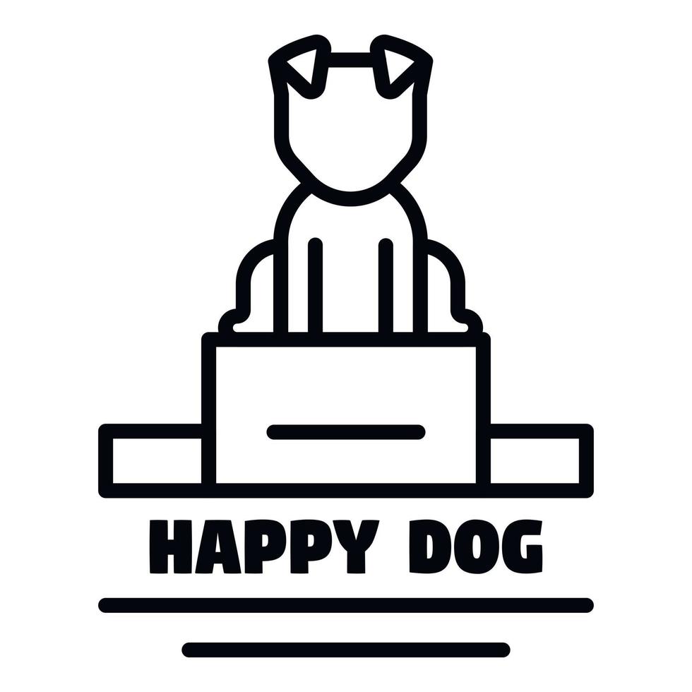 Happy dog logo, outline style vector
