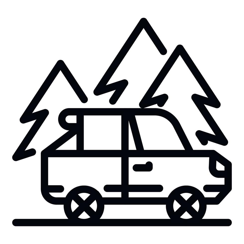 Forest mountain car trip icon, outline style vector