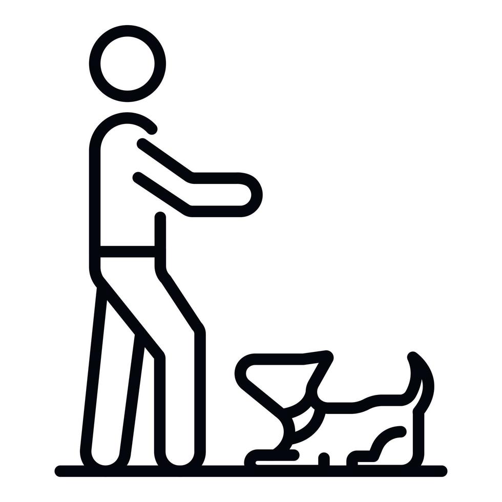 Dog play with man icon, outline style vector