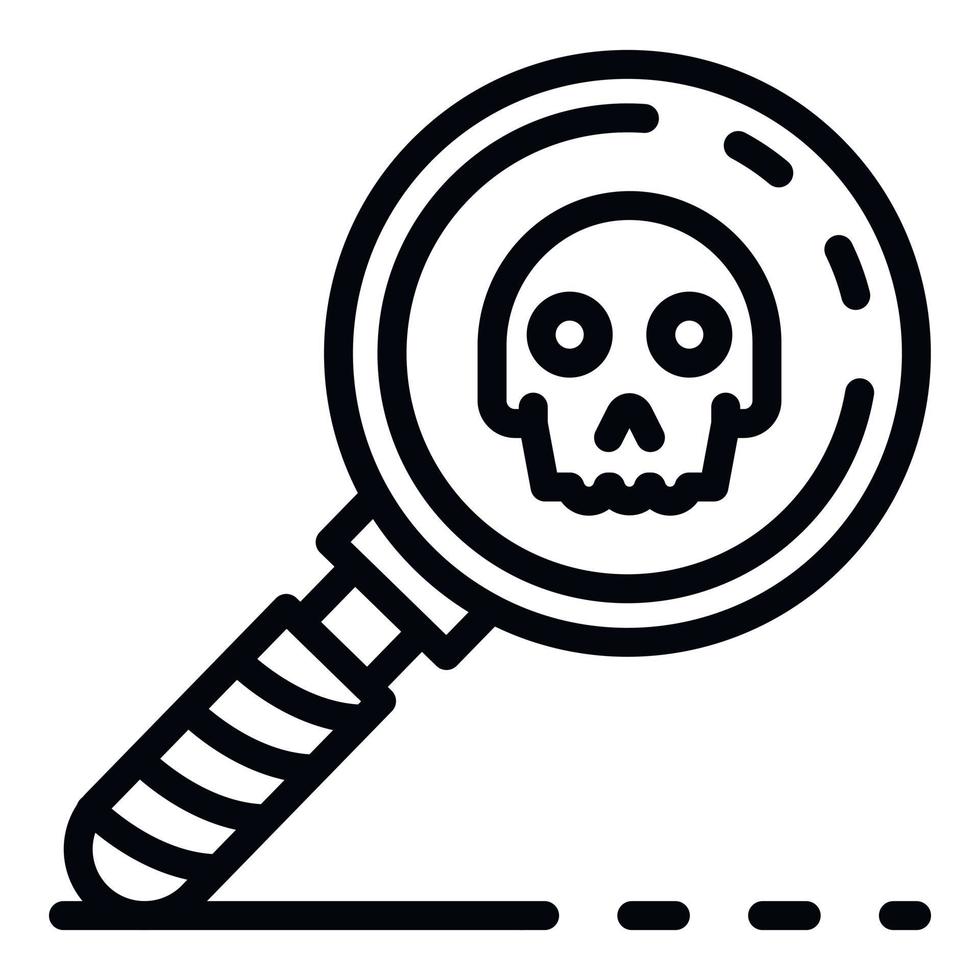 Magnify glass danger sign icon, outline style vector