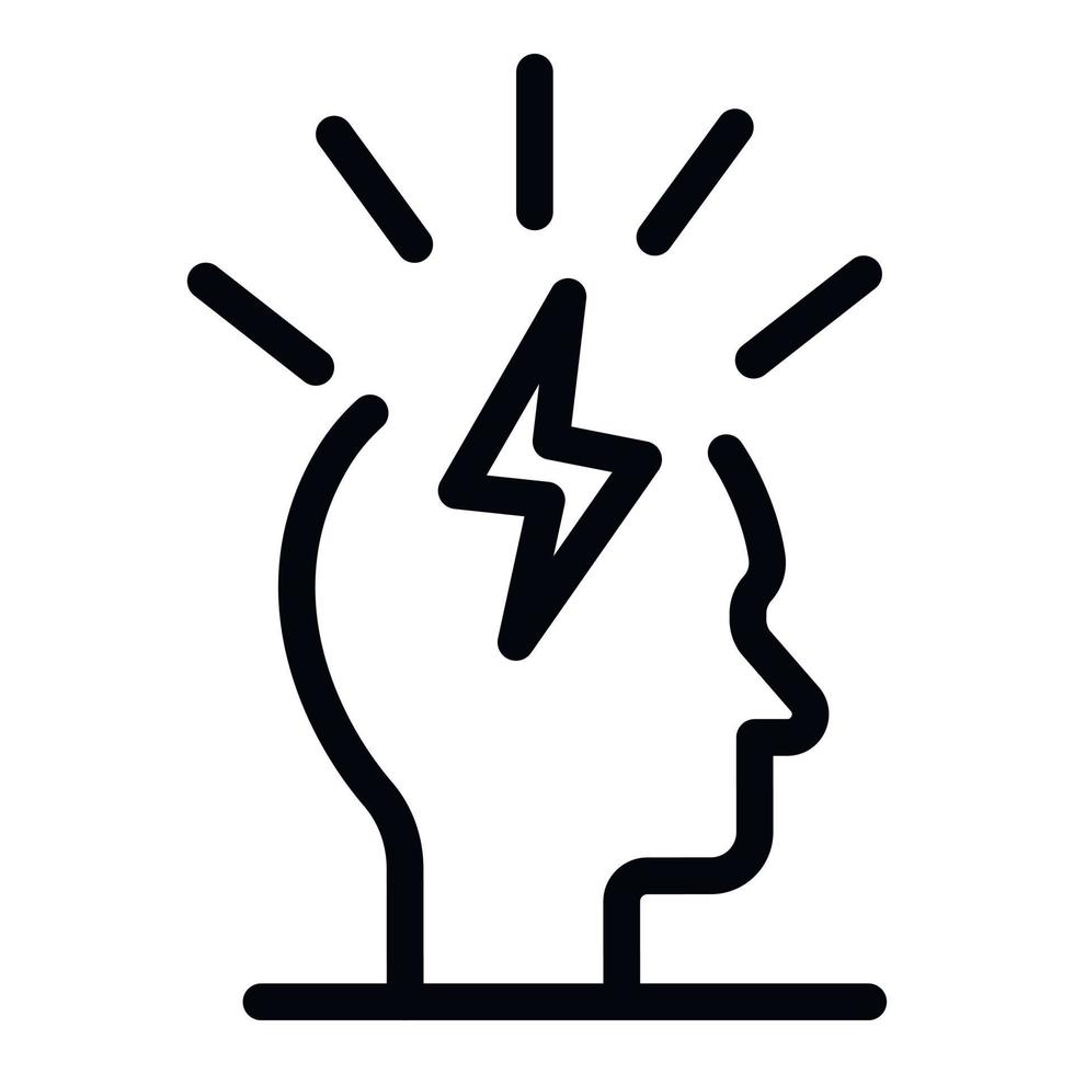 Lightning in the head icon, outline style vector
