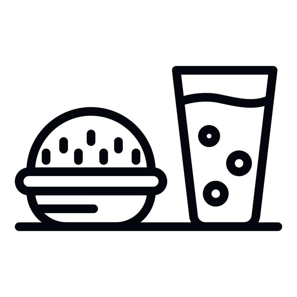 icono de vaso de refresco de hamburguesa, estilo de contorno vector