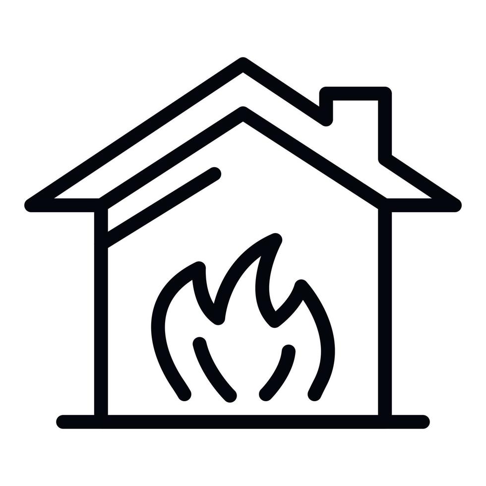 House and fire icon, outline style vector