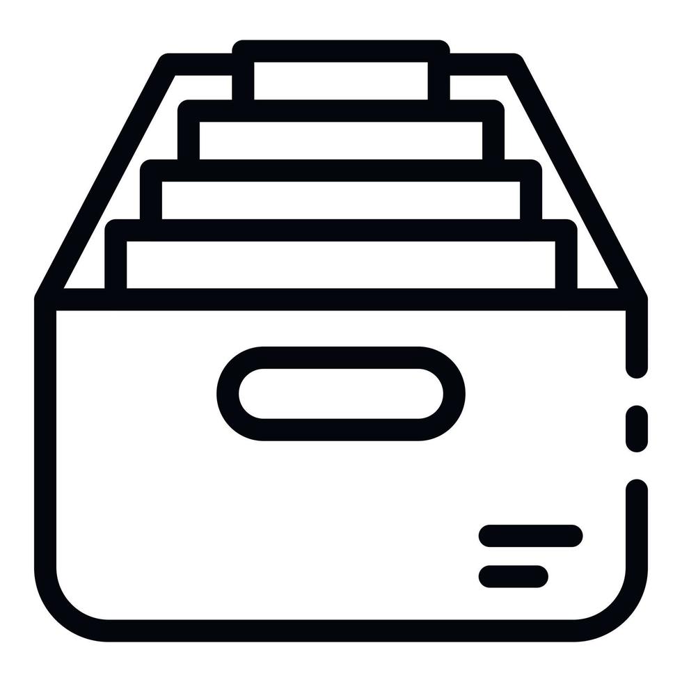Box with personal files icon, outline style vector