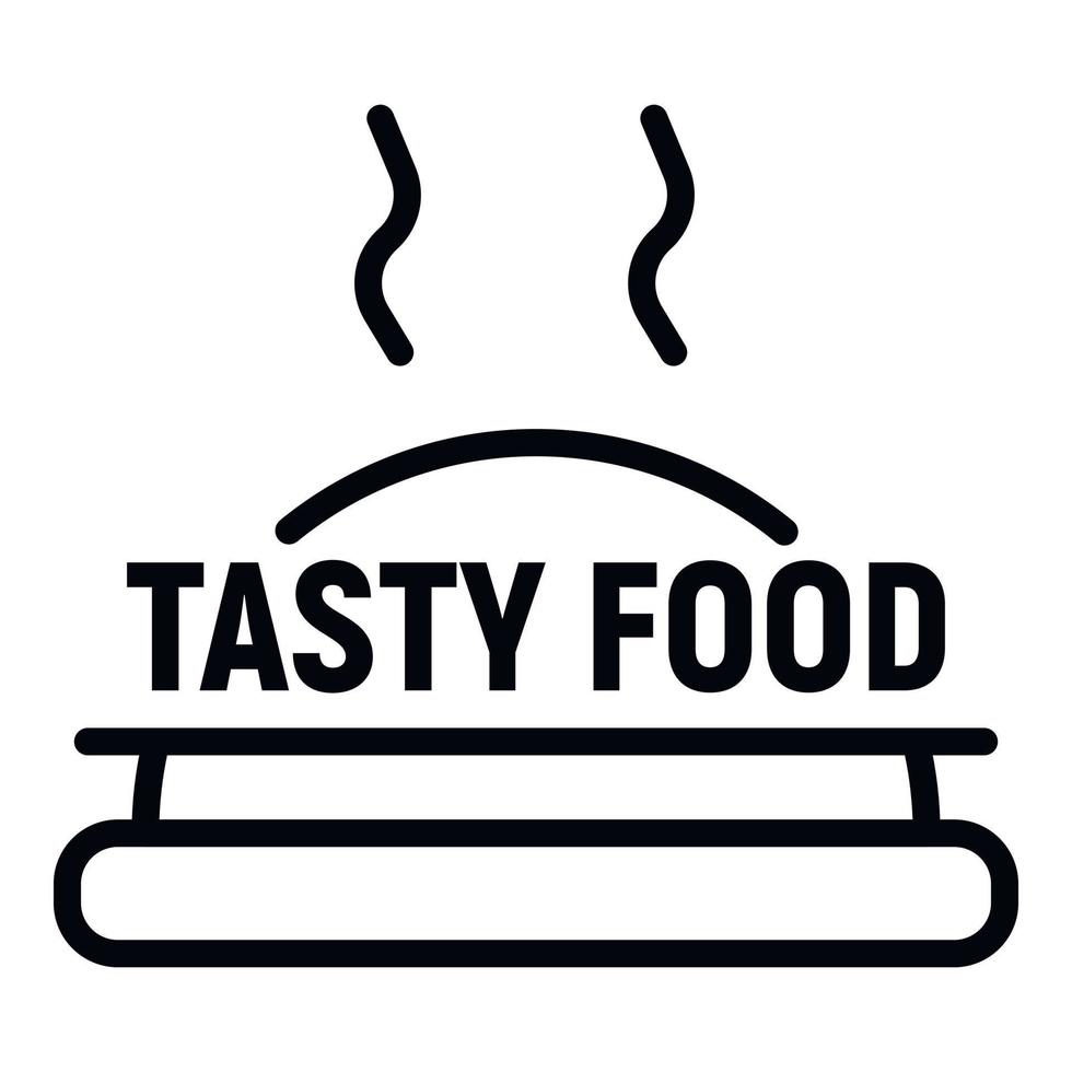 sabroso logotipo de comida caliente, estilo de contorno vector