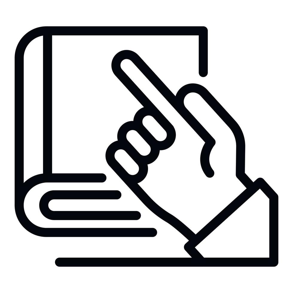 Hand and book of laws icon, outline style vector