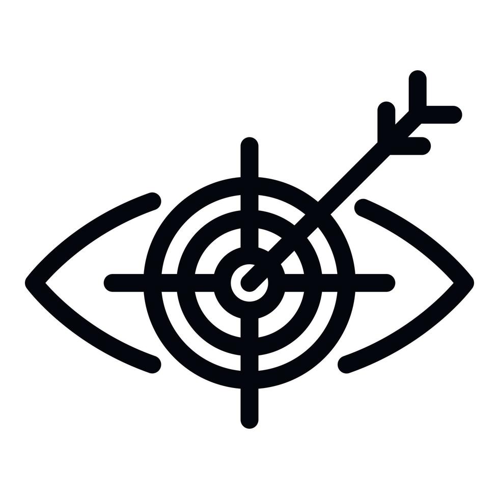 Eye aiming arrow at target icon, outline style vector