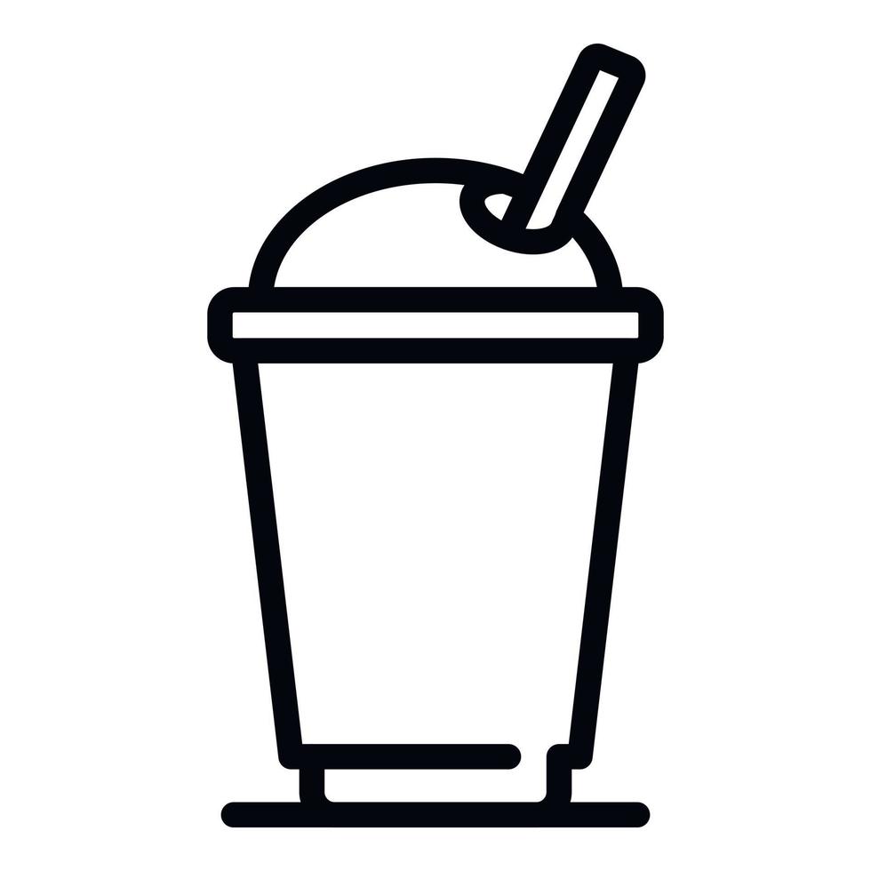 icono de vaso de plástico de jugo, estilo de esquema vector