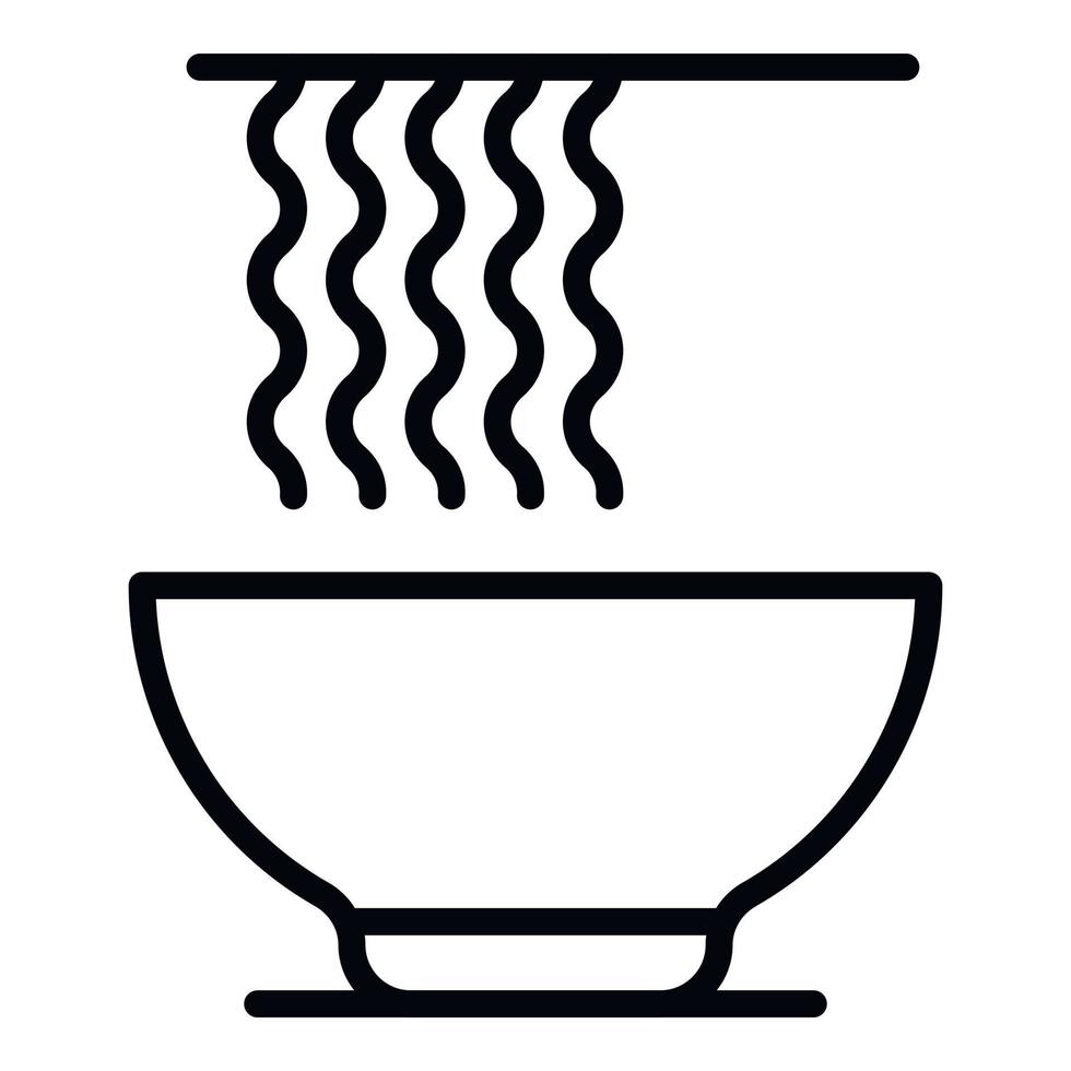 icono de ramen de sopa, estilo de esquema vector