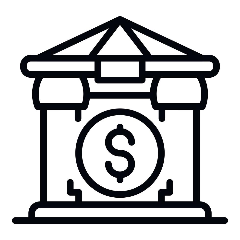 Bank building icon, outline style vector