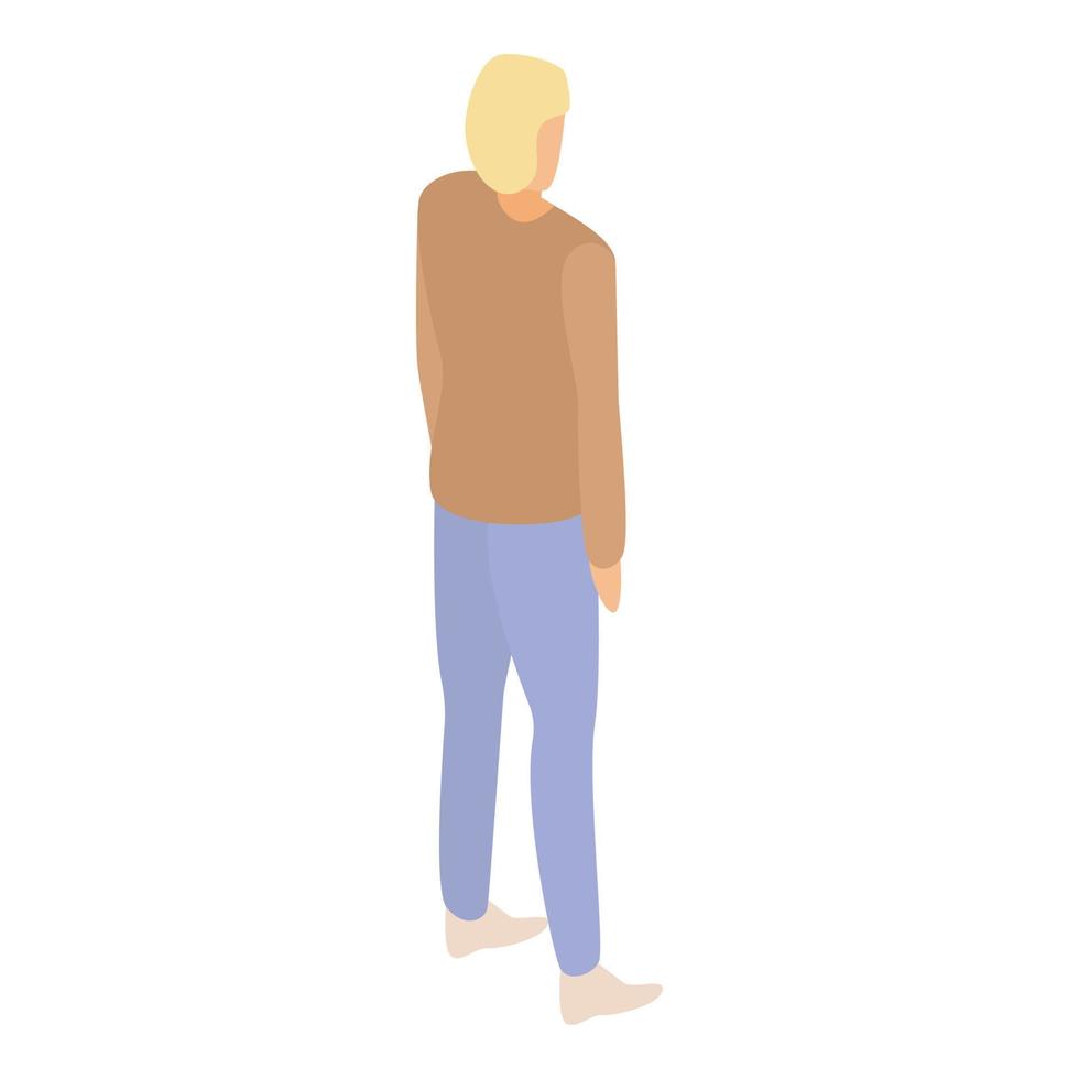 Blonde student boy icon, isometric style vector