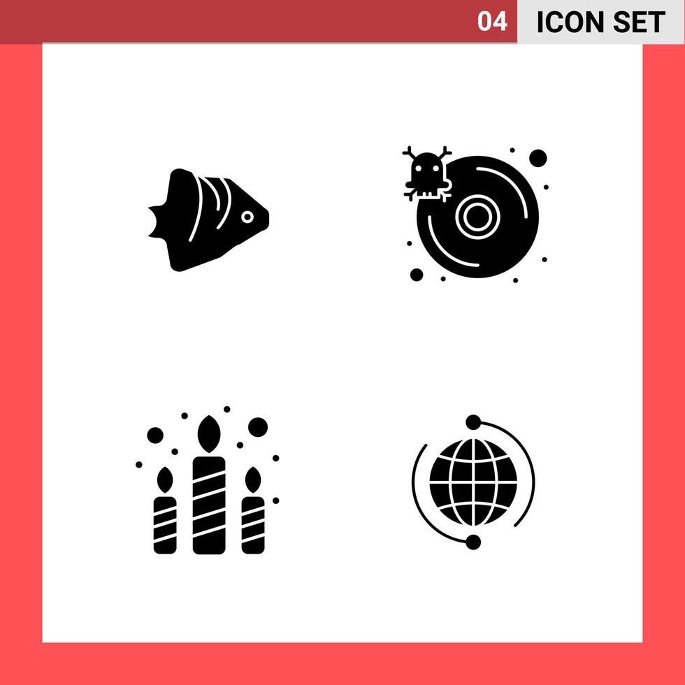 4 Icon Pack Solid Style Glyph Symbols on White Background Simple Signs ...