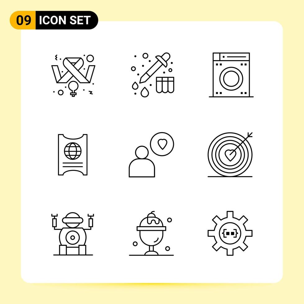 9 Creative Icons for Modern website design and responsive mobile apps 9 Outline Symbols Signs on White Background 9 Icon Pack vector