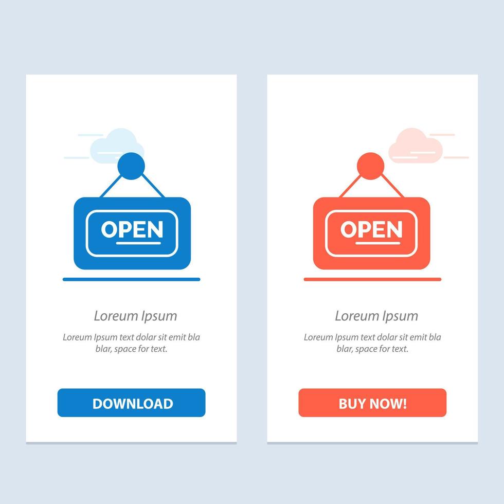 Marketing Board Sign Open  Blue and Red Download and Buy Now web Widget Card Template vector