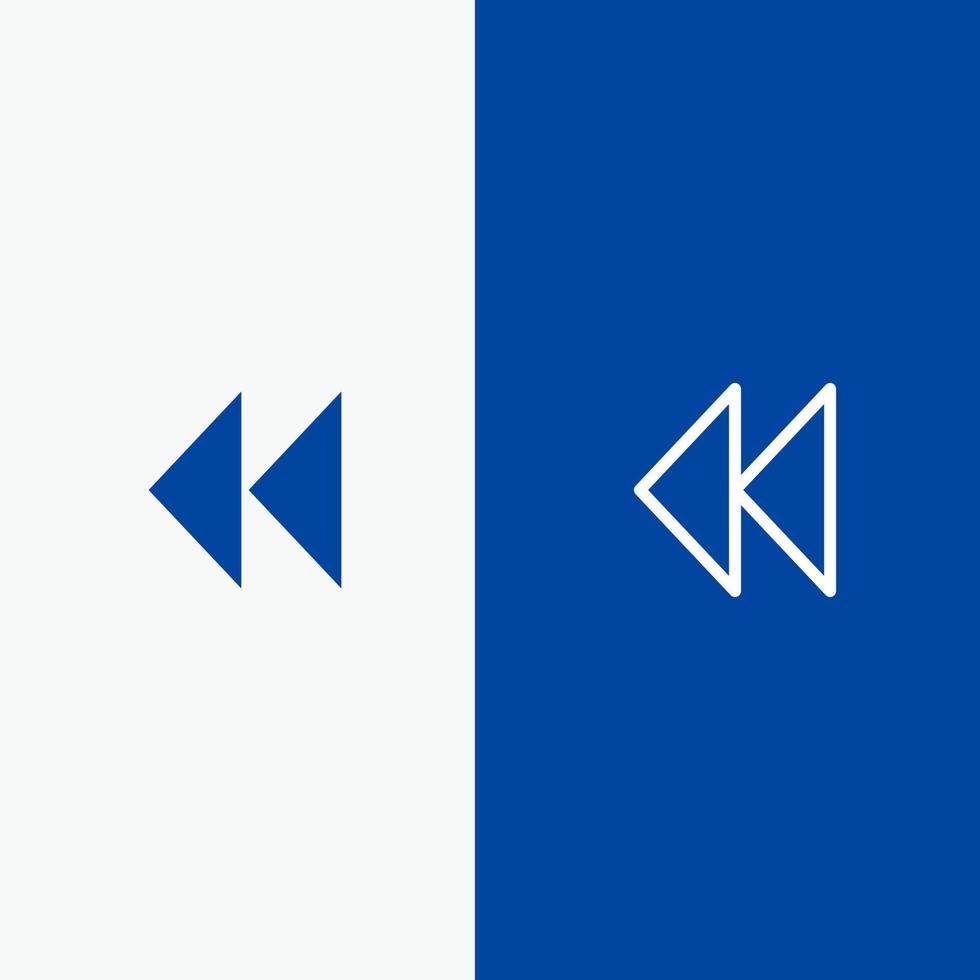 Control Media Rewind Video Line and Glyph Solid icon Blue banner Line and Glyph Solid icon Blue banner vector