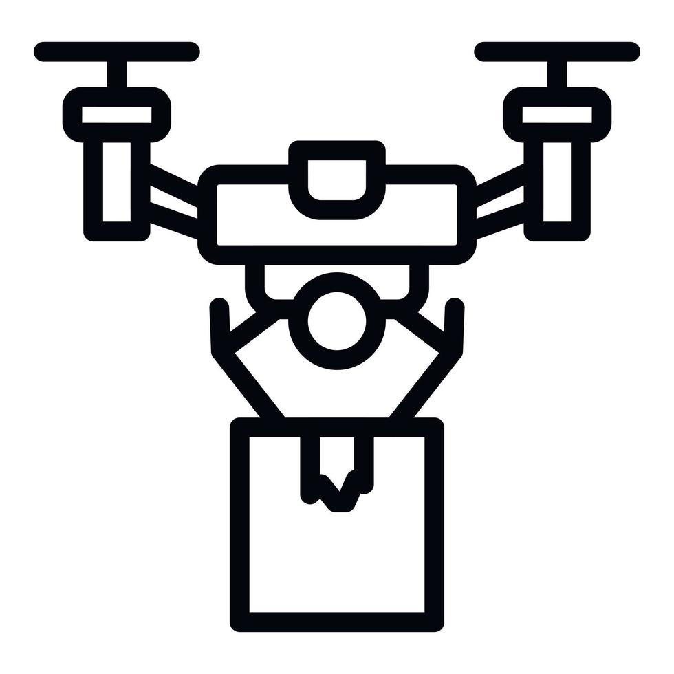 icono de entrega de drones aéreos, estilo de esquema vector