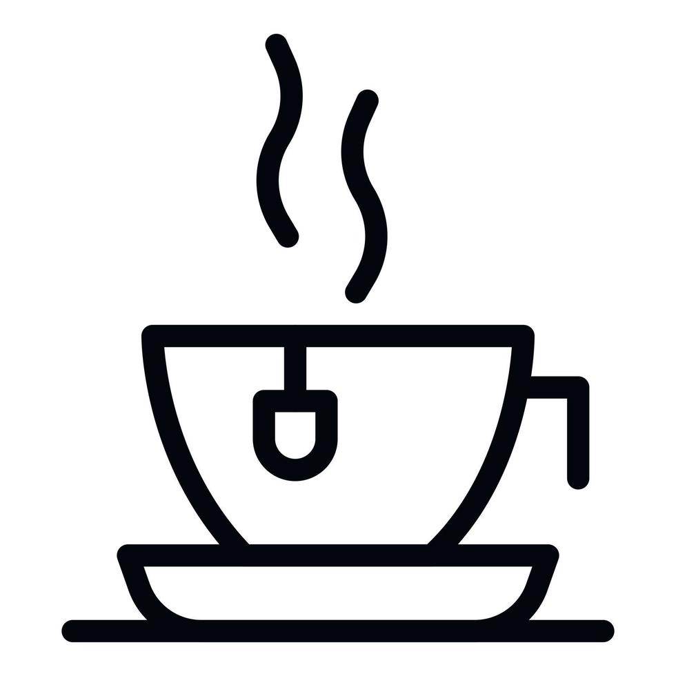 icono de taza de té caliente, estilo de esquema vector