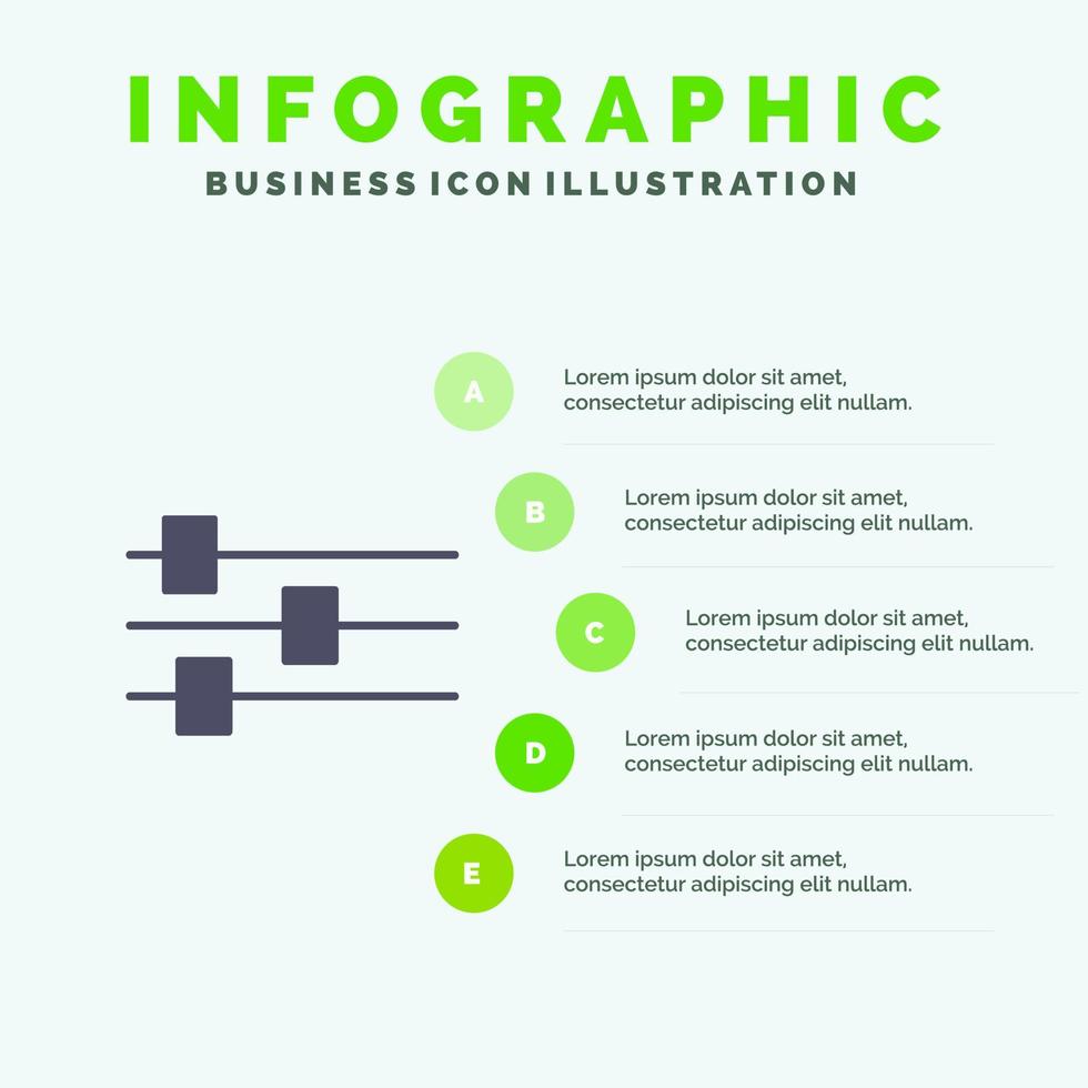 herramienta de edición de diseño icono sólido infografía 5 pasos fondo de presentación vector