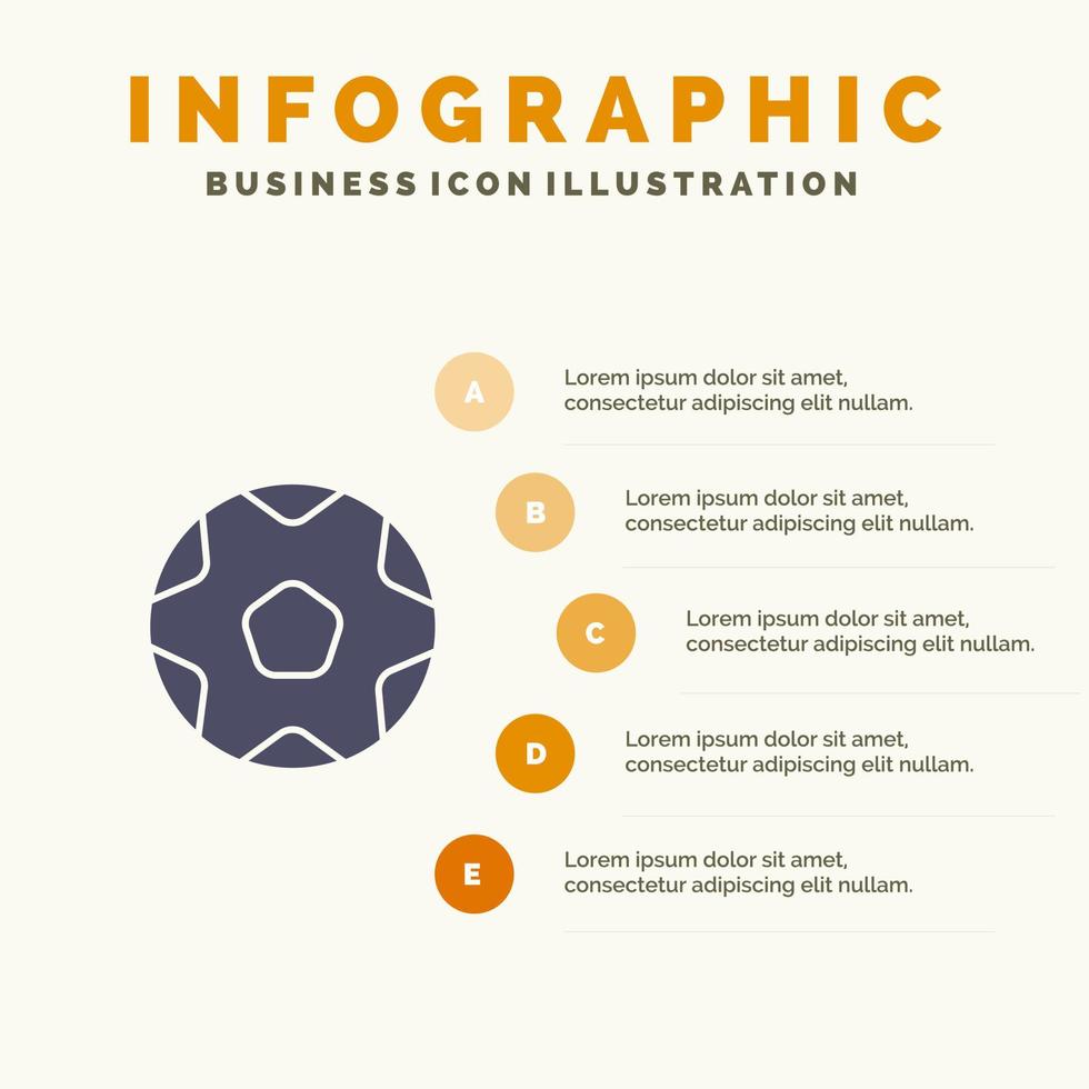 Football Ball Sports Soccer Infographics Presentation Template 5 Steps Presentation vector