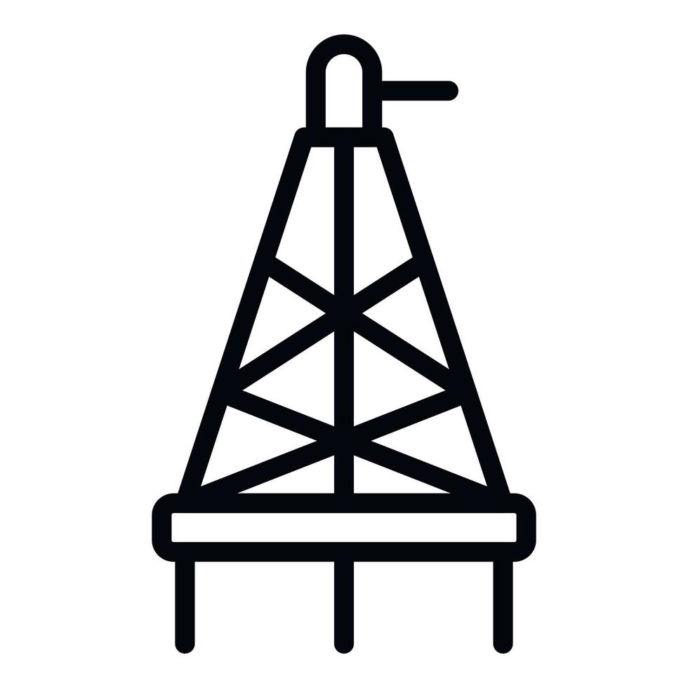 icono de plataforma petrolera, estilo de esquema vector