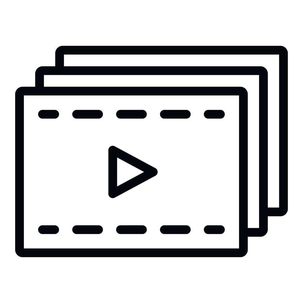 icono de editor de video, estilo de esquema vector