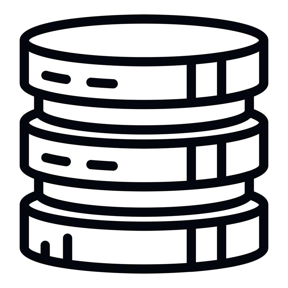 icono de torre de servidor redondo, estilo de esquema vector
