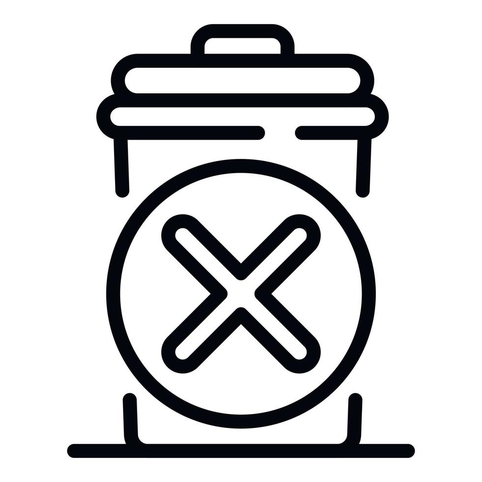 Garbage bin icon, outline style vector