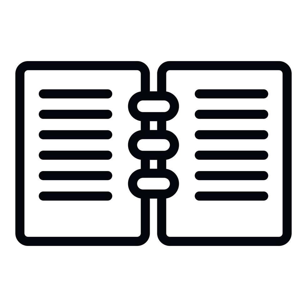 Open notebook icon, outline style vector