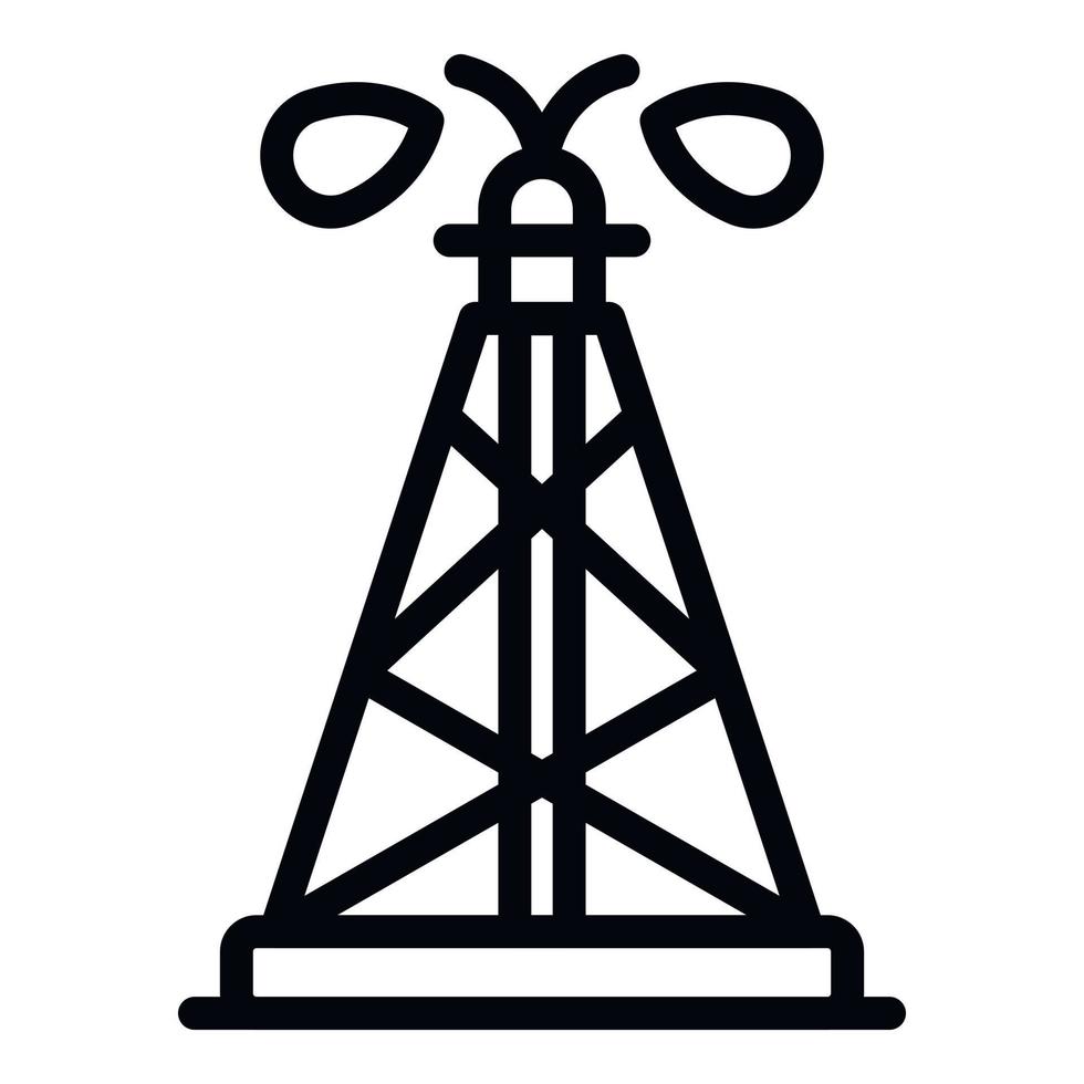 Oil gushing from the tower icon, outline style vector