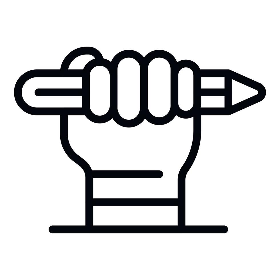 Pen in hand icon, outline style vector