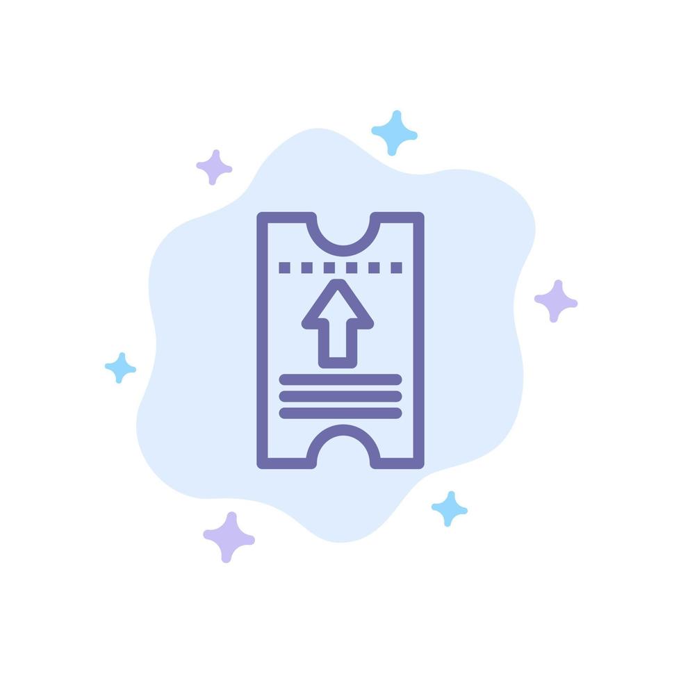 Ticket Pass Hotel Arrow Blue Icon on Abstract Cloud Background vector