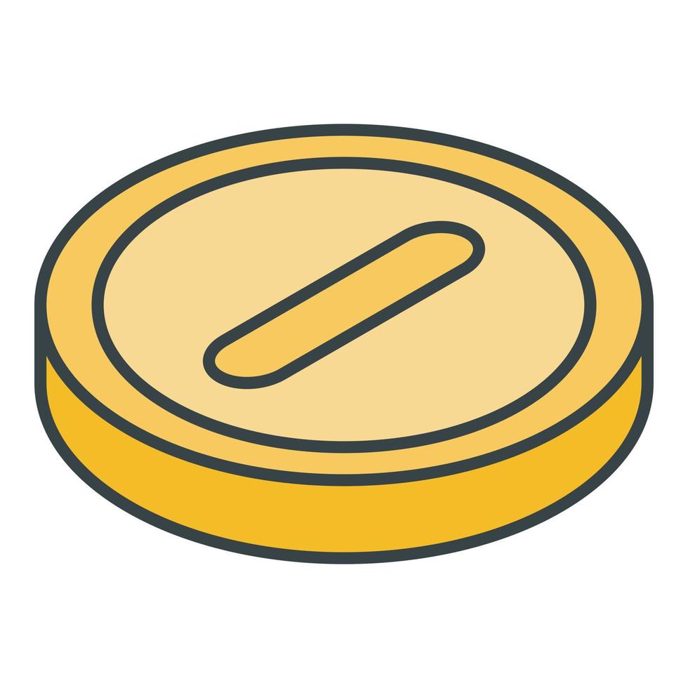 Gold lucky coin icon, isometric style vector