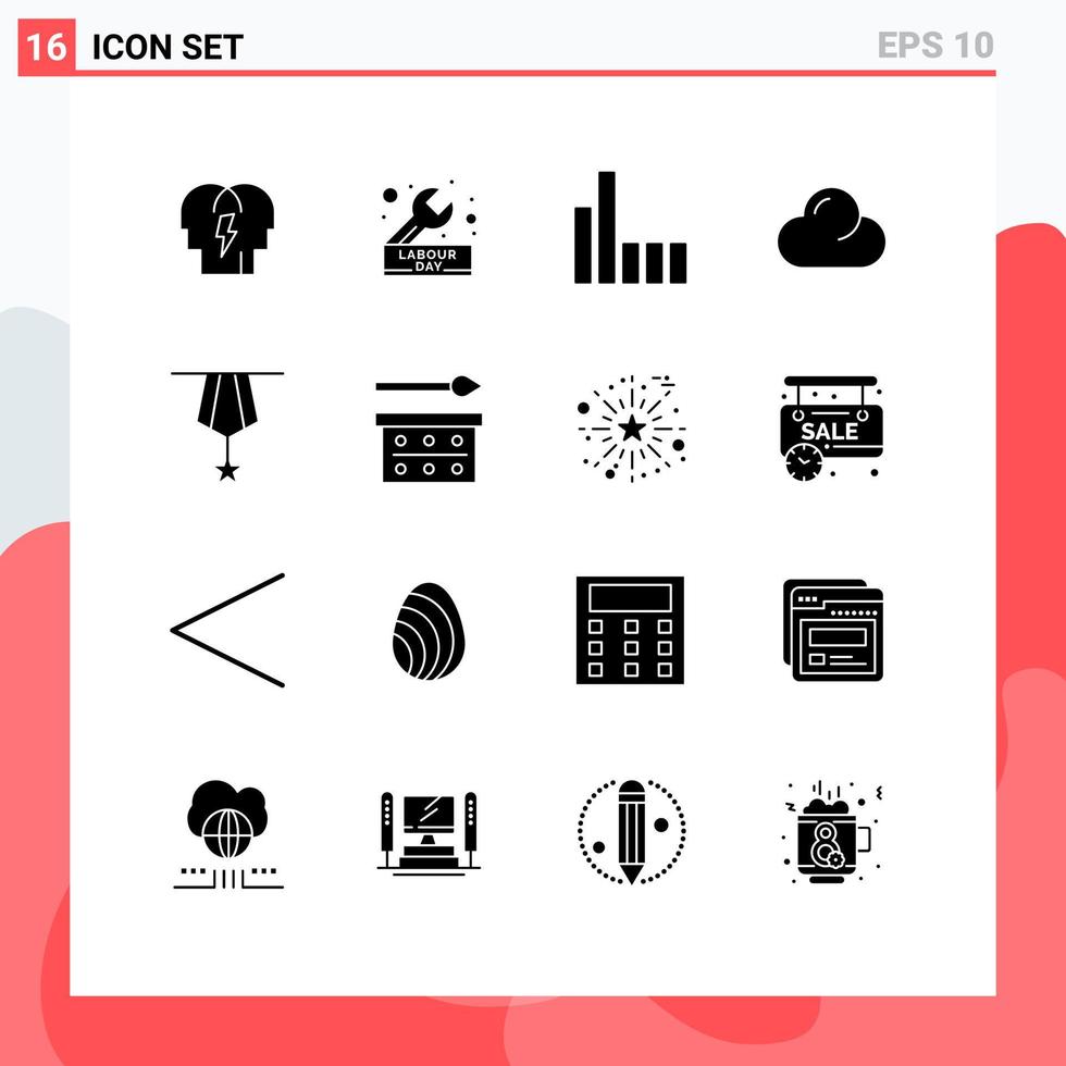 16 Creative Icons Modern Signs and Symbols of insignia badge wrench overcast cloud Editable Vector Design Elements