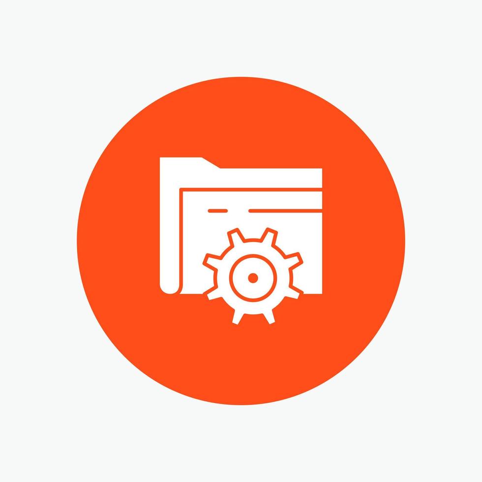 Folder Setting Gear Computing white glyph icon vector