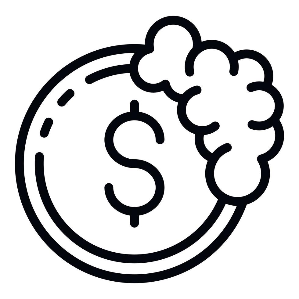 Washed coin icon, outline style vector