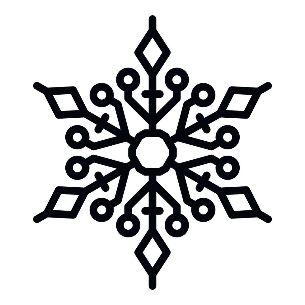 Snowflake monogram icon, outline style vector