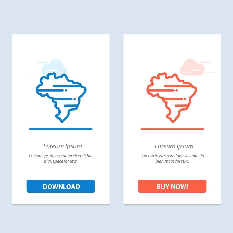 Brazil Map Country  Blue and Red Download and Buy Now web Widget Card Template vector