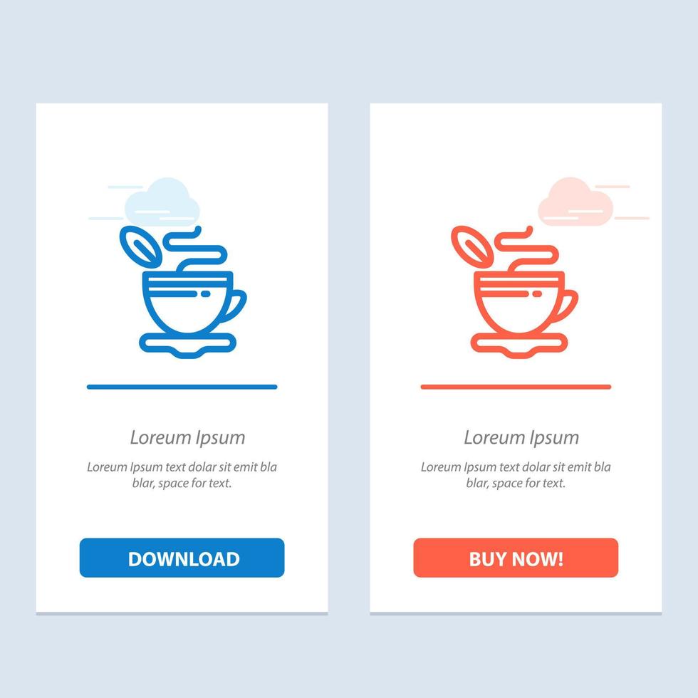 Tea Cup Hot Coffee  Blue and Red Download and Buy Now web Widget Card Template vector