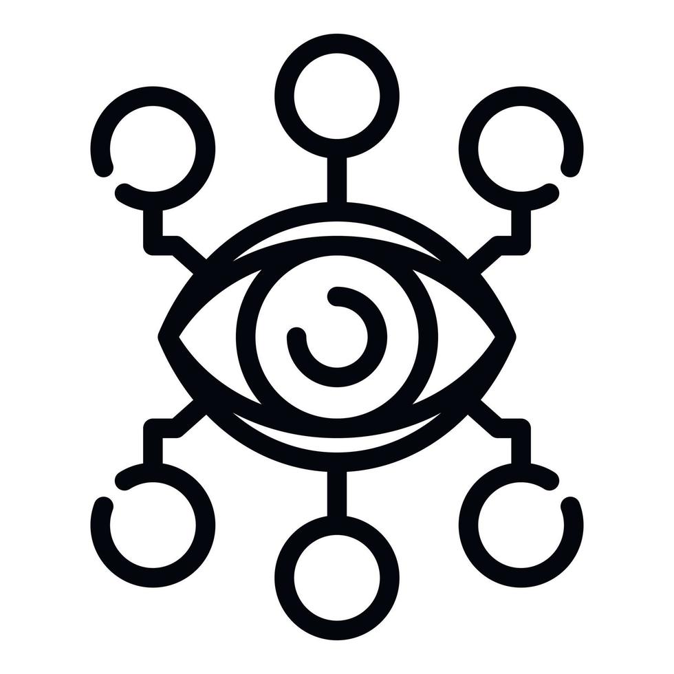 Ai eye analysis icon, outline style vector