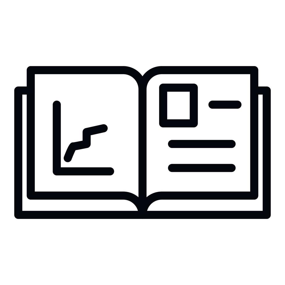 icono de libro abierto de marca, estilo de esquema vector