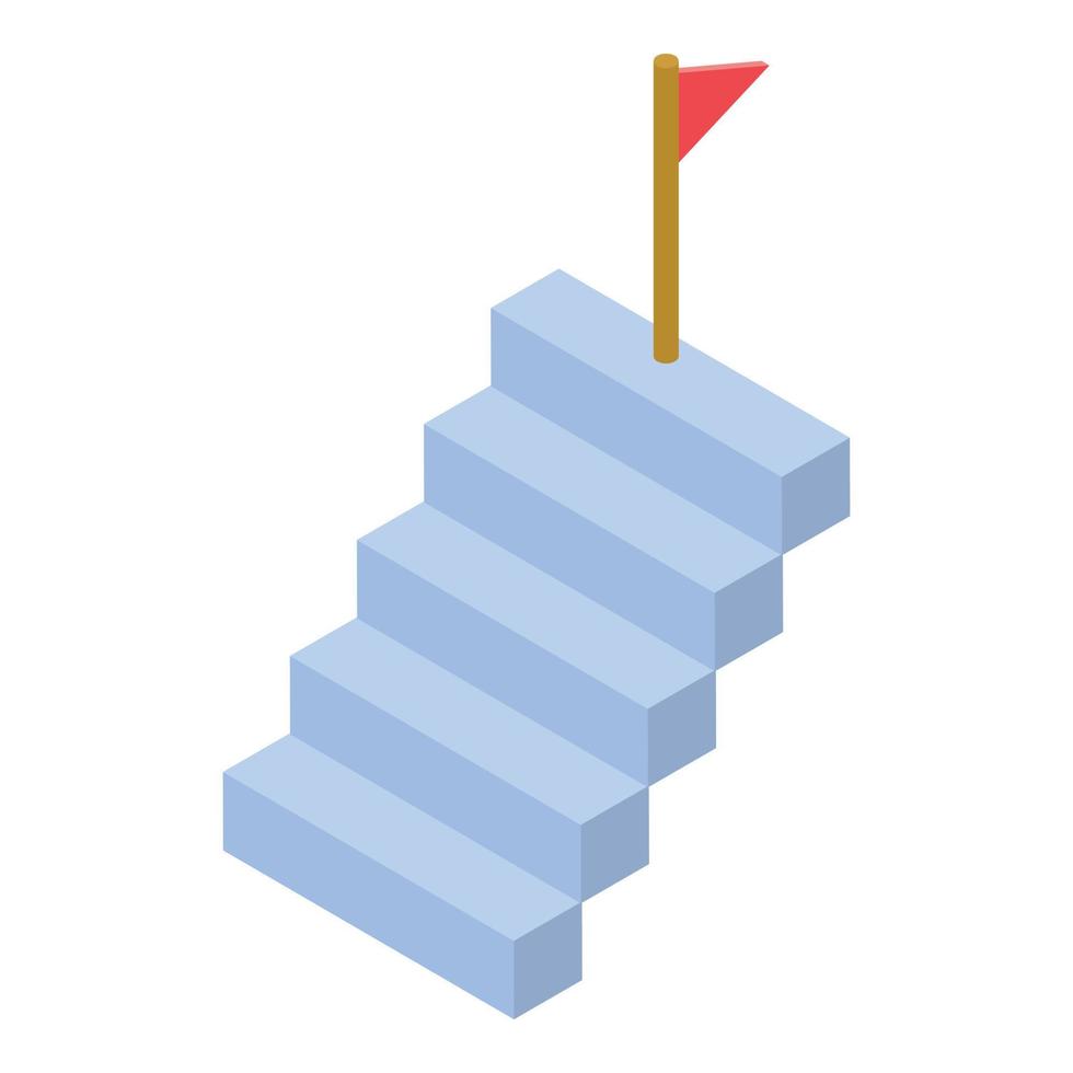 Target flag stairs icon, isometric style vector