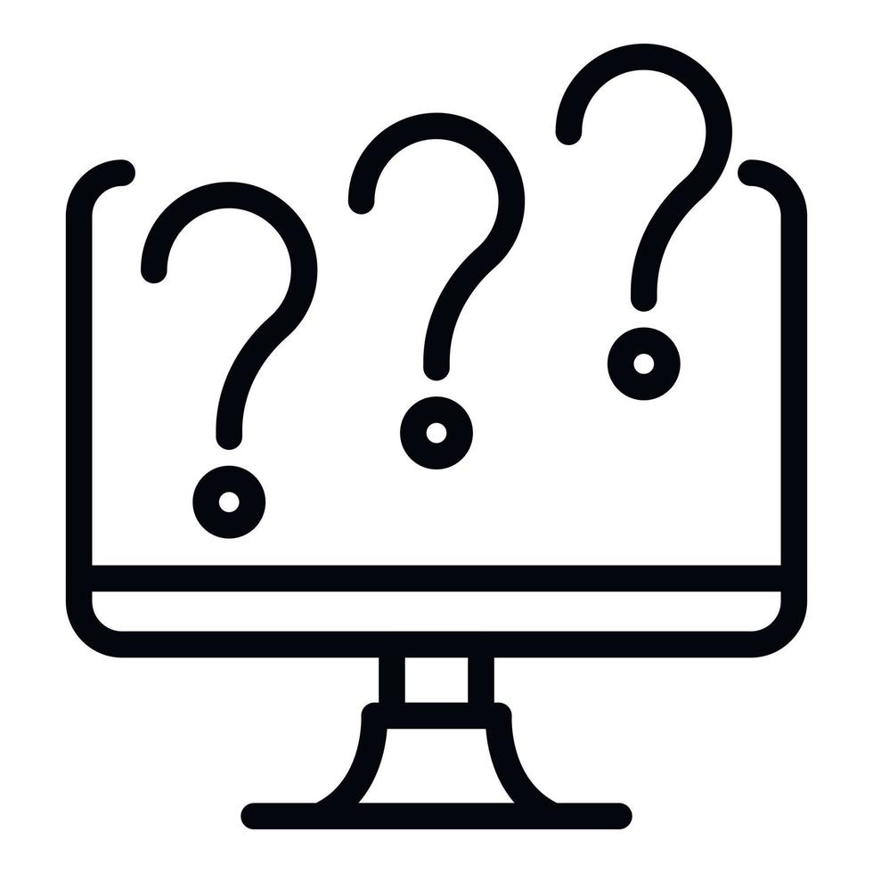 Broken computer monitor icon, outline style vector