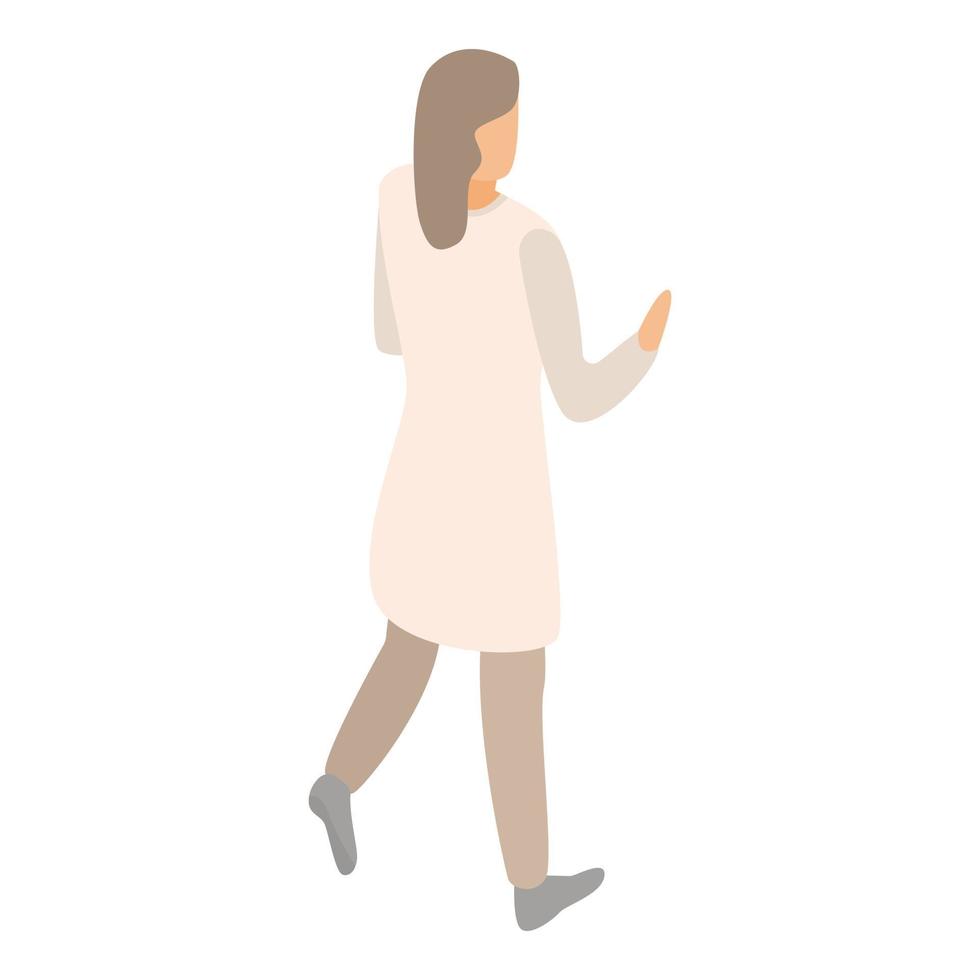 Woman go to meet icon, isometric style vector