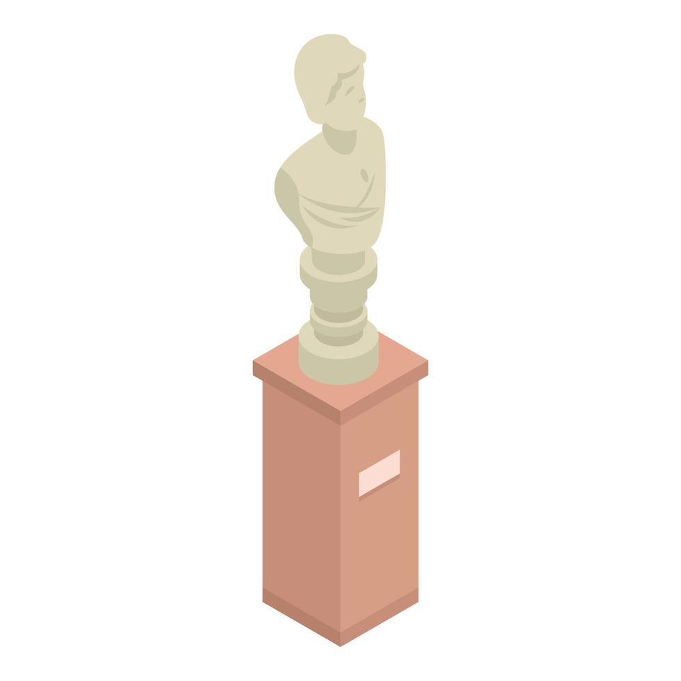 icono de escultura de busto de museo, estilo isométrico vector