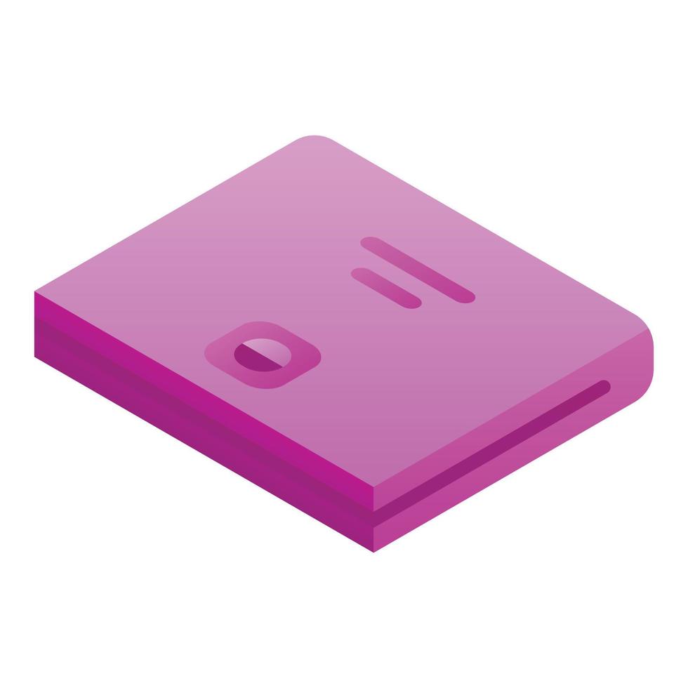 Pink wallet icon, isometric style vector