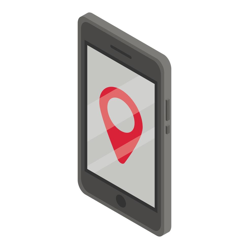 Smartphone gps pin icon, isometric style vector