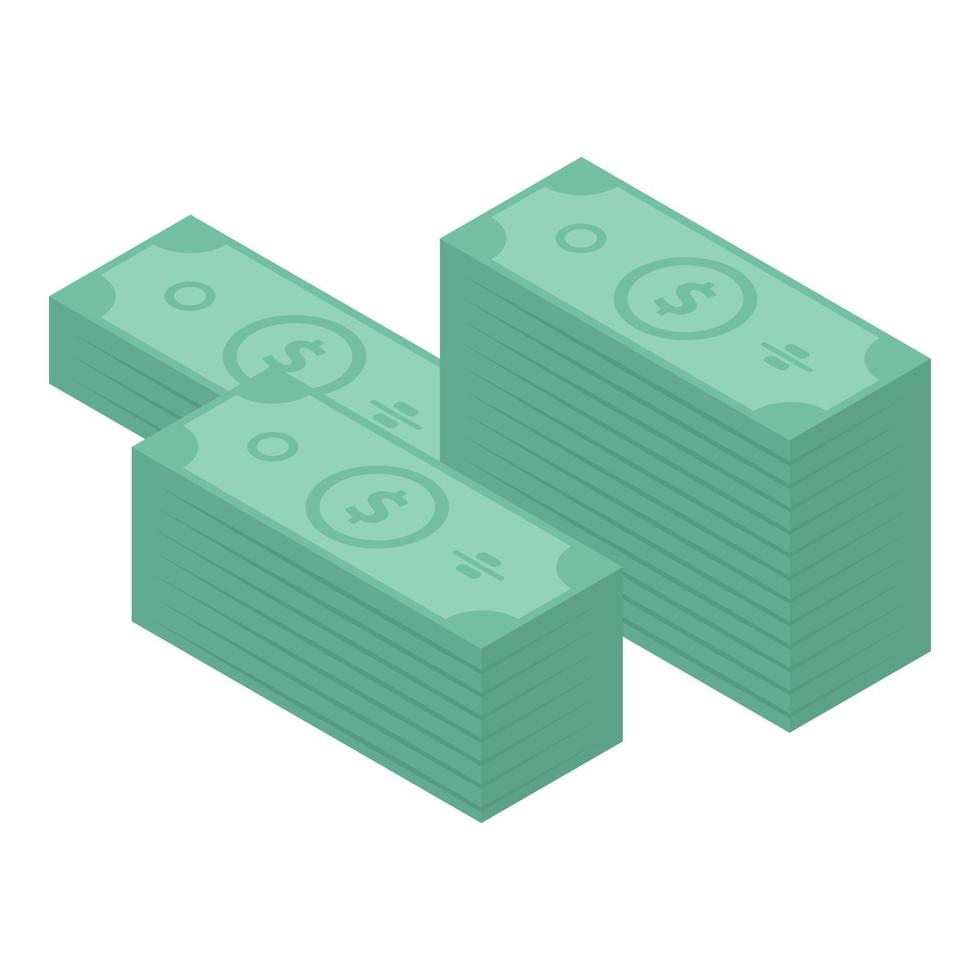 icono de paquete de dólar de pila, estilo isométrico vector