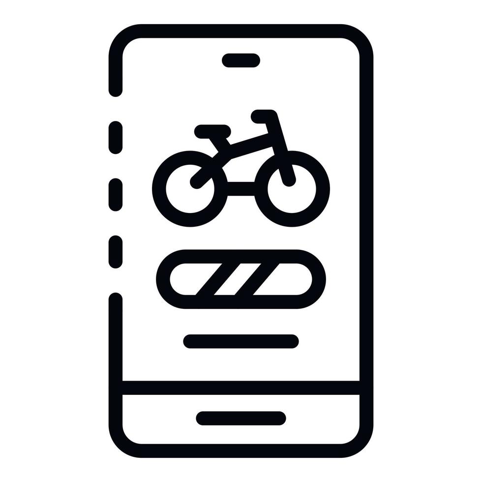 Smartphone bike rent icon, outline style vector